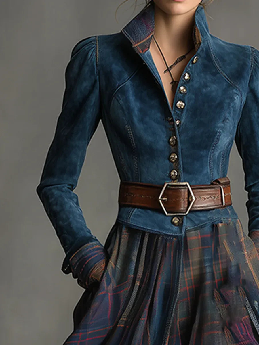 Edurne ║ Vestido maxi en ante azul