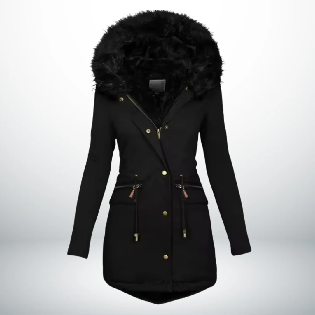 Chaqueta elegante con capucha de pelo suave