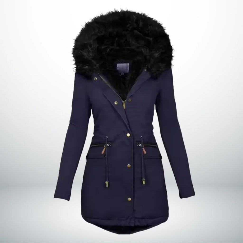 Chaqueta elegante con capucha de pelo suave