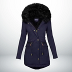 Chaqueta elegante con capucha de pelo suave