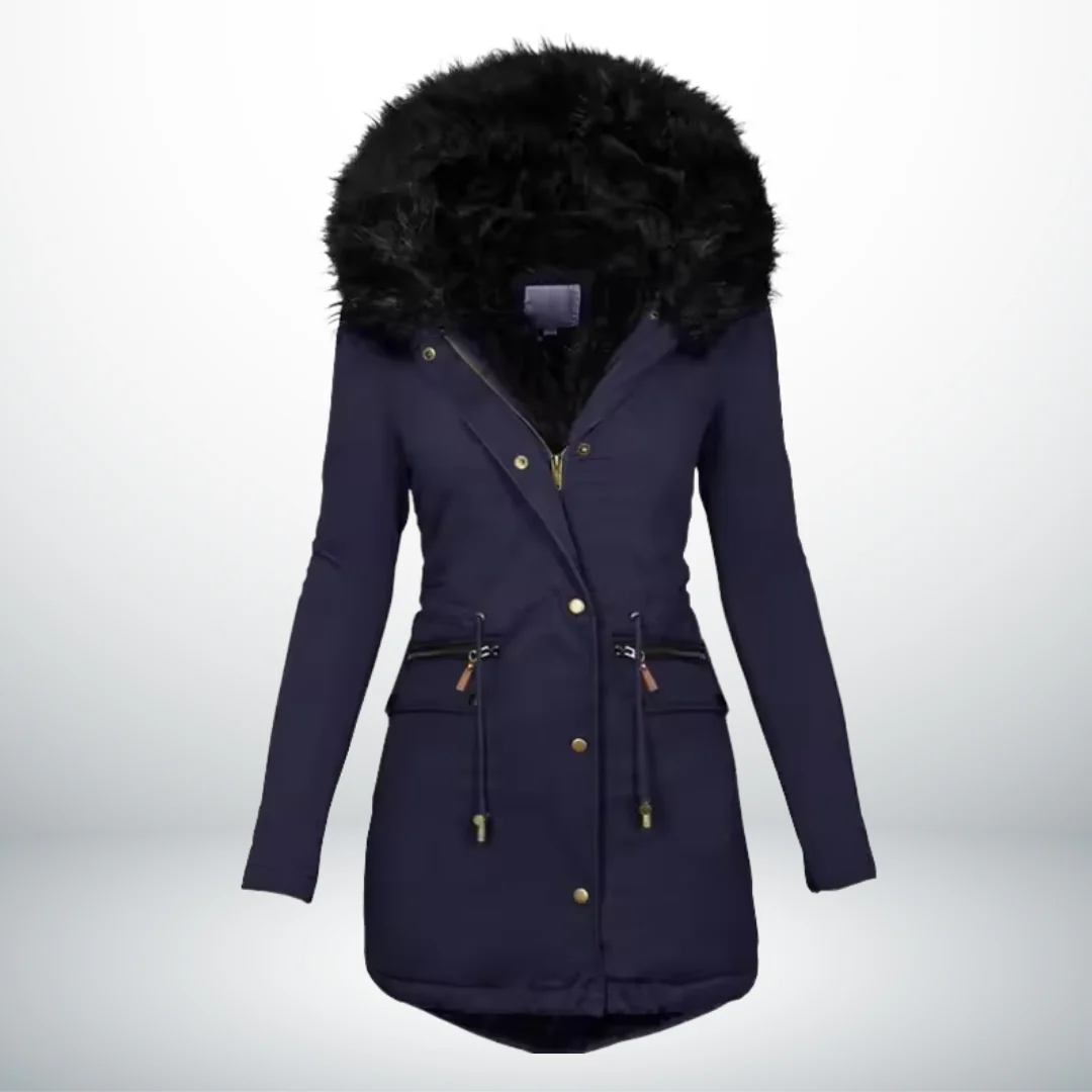 Chaqueta elegante con capucha de pelo suave