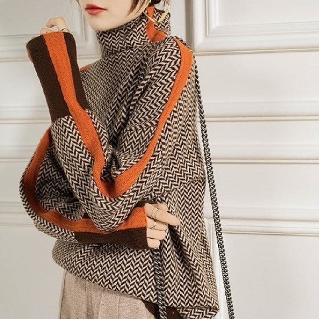 Clémence | Suéter de cuello alto con rayas