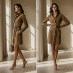 LOANA™ | Vestido cruzado de ante sintético