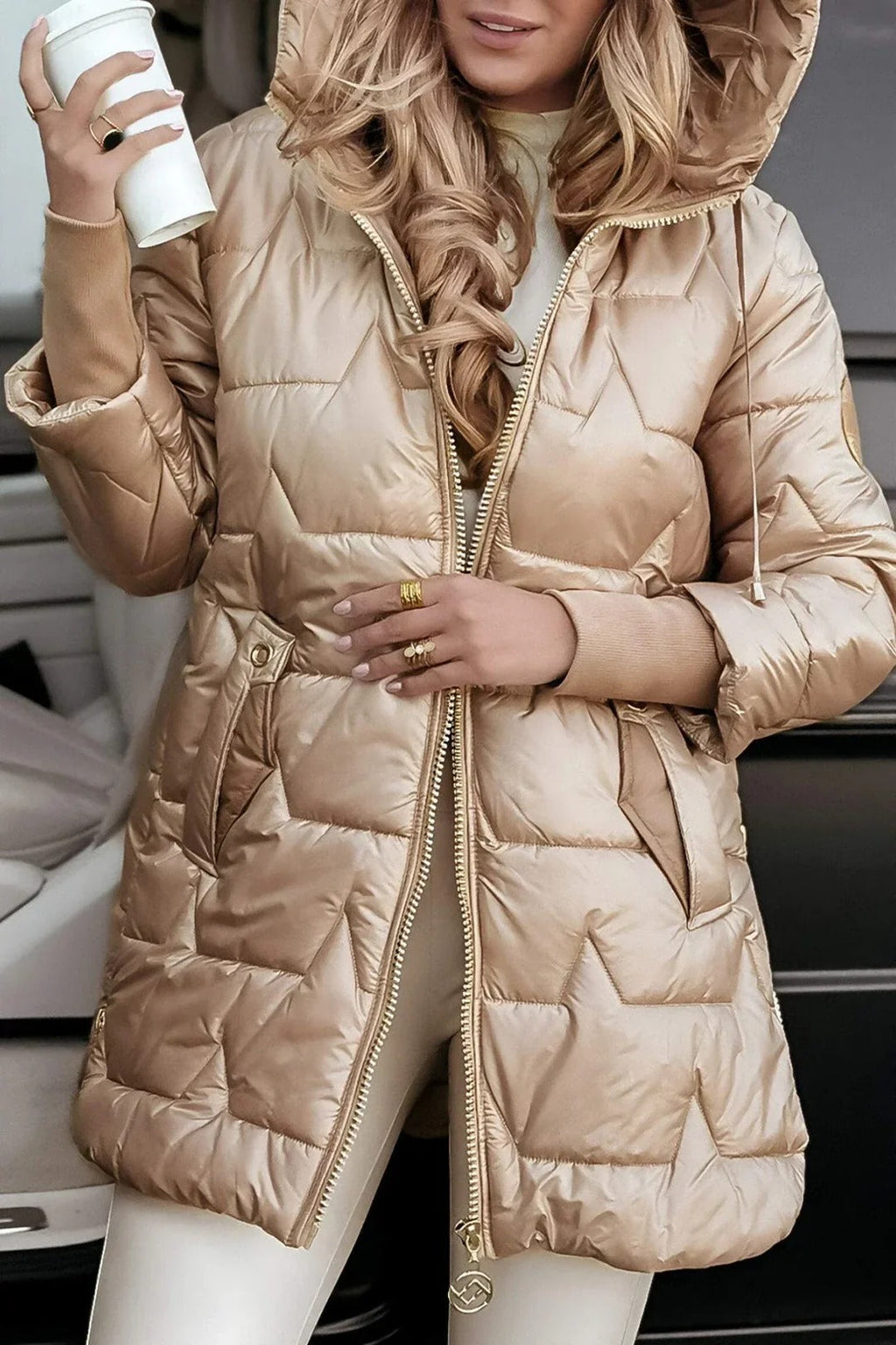 Chaqueta larga acolchada para mujer